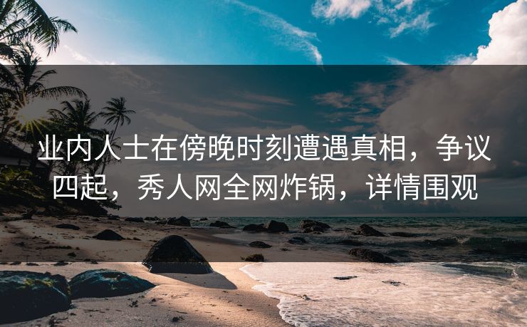 业内人士在傍晚时刻遭遇真相，争议四起，秀人网全网炸锅，详情围观