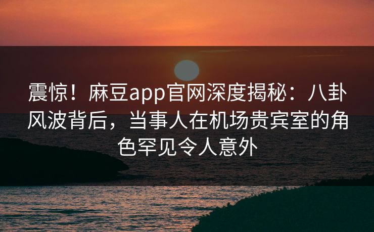 震惊！麻豆app官网深度揭秘：八卦风波背后，当事人在机场贵宾室的角色罕见令人意外