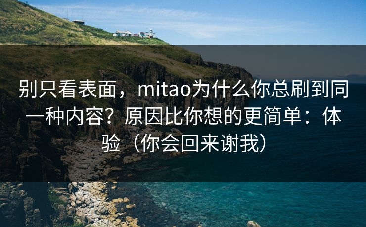 别只看表面，mitao为什么你总刷到同一种内容？原因比你想的更简单：体验（你会回来谢我）